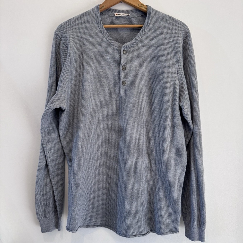 Marine Layer‎ Sweater Henley Shirt Men's L Misty Heather Wool Blend Pullover
